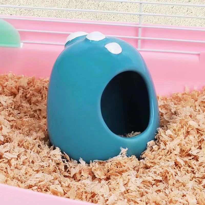 
Made In China High Quality Lovely Blue Dino Ceramic Small Pet House For Hamsters 