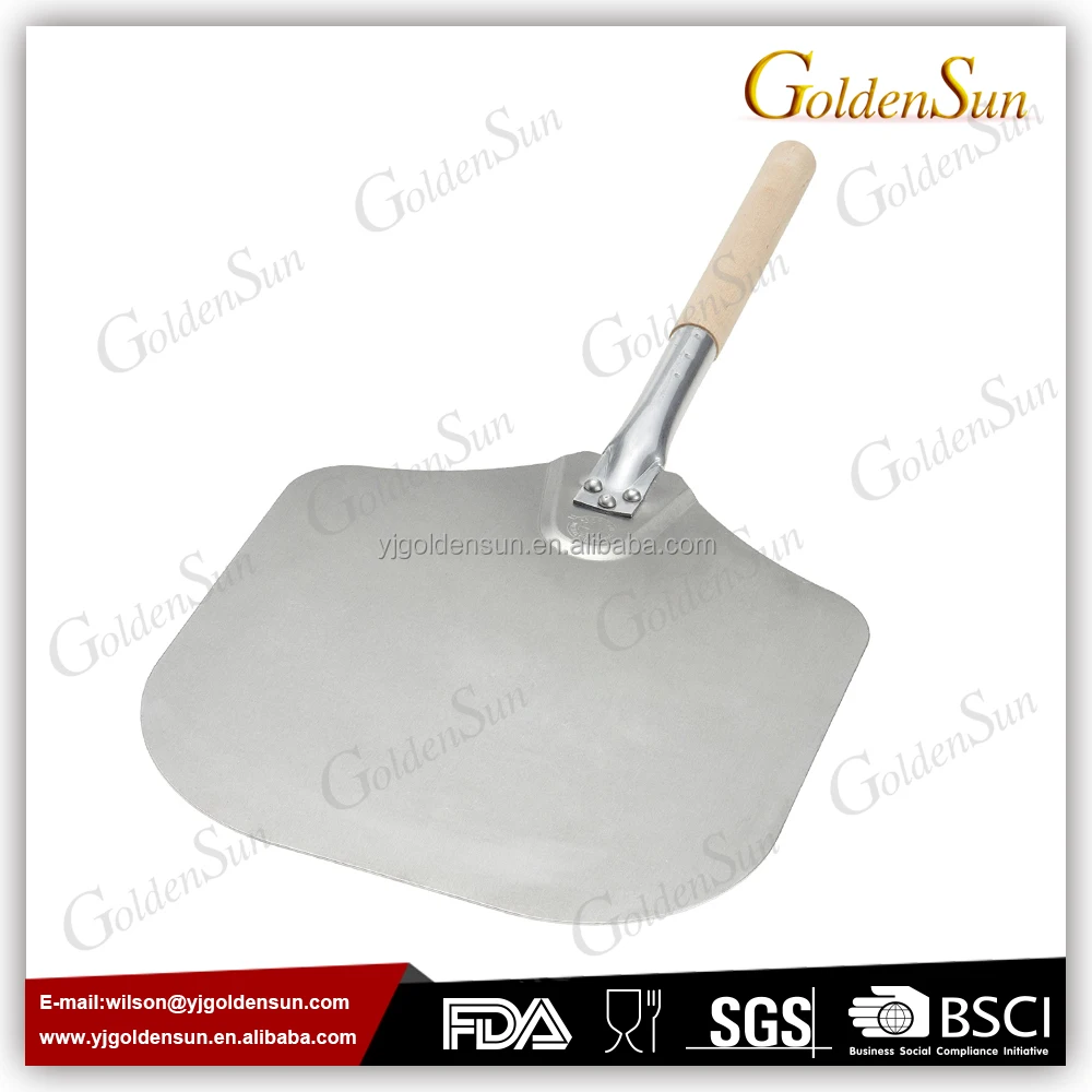 14 Inch x 16 Inch Aluminum Pizza Peel with Rubber Wood Handle