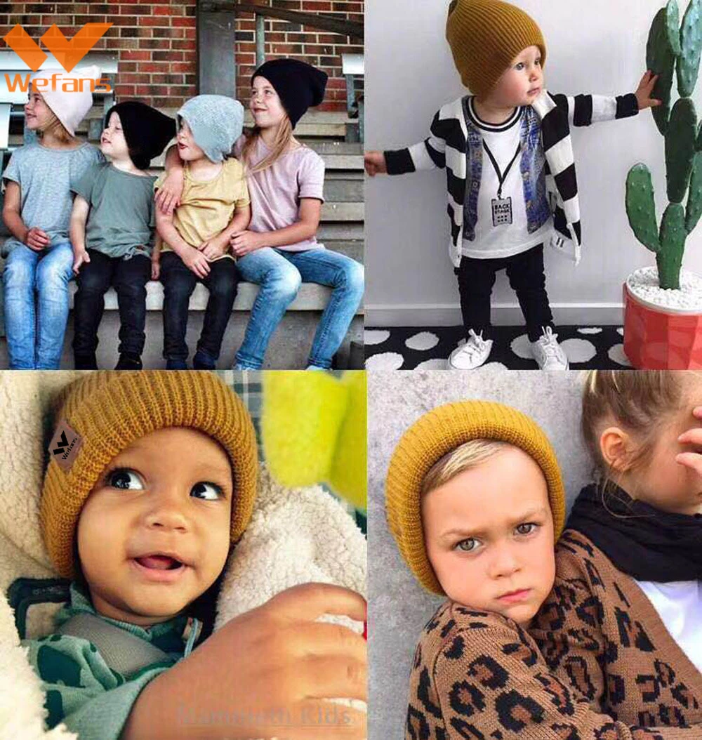 
Wefans fashion style Kid Ball Toddler Beanie Baby Cute Caps Earmuffs Boy Winter Warm Knit Hat 