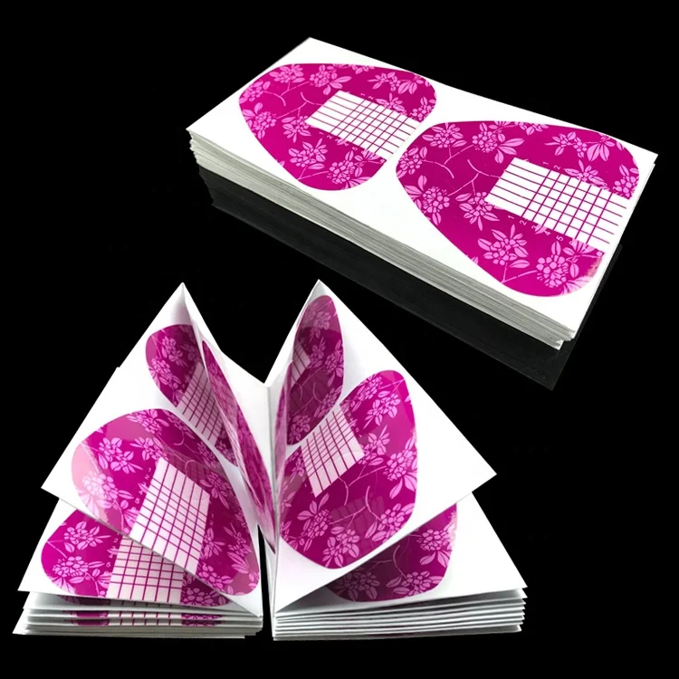 
Professional Big Size Purple Nail Art Paper Form OEM For Acrylic UV Gel Nail Extensions Flower Horseshoe 