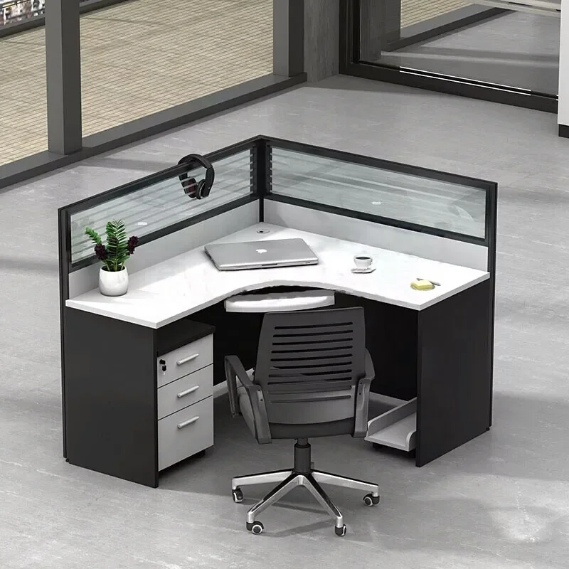 China Modular Office Furniture Modern 4 Person L Shape Corner Workstation Desk