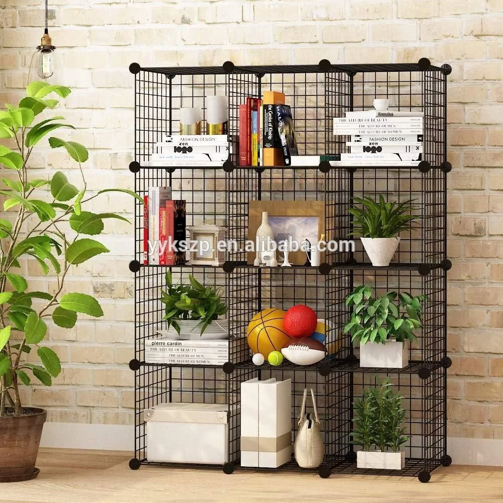12 Modular metal wire cube wire mesh storage cubes wire grid wall panel wall mounted photo hanging display