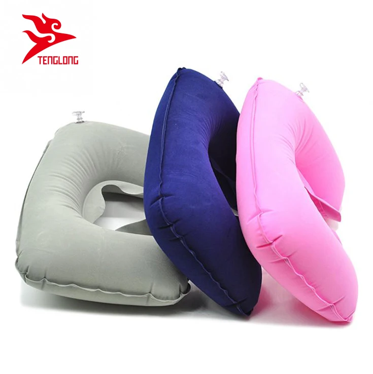 Customized eco - friendly inflatable sloth animal design cover flocking travel pillow inflatable