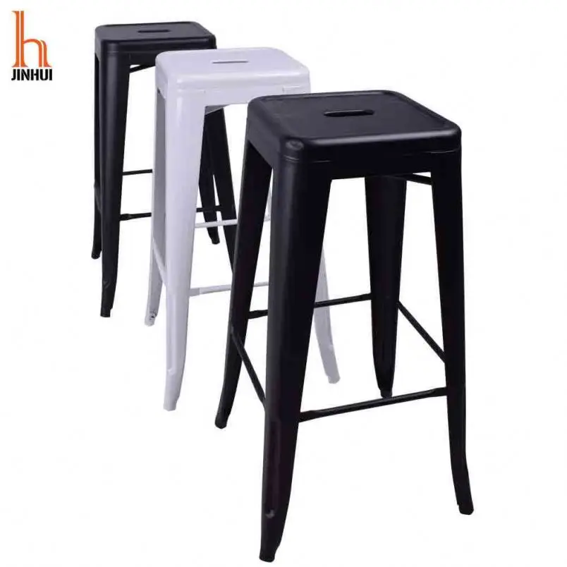Дешевая оптовая продажа, винтажный промышленный черный металлический Железный барный стул