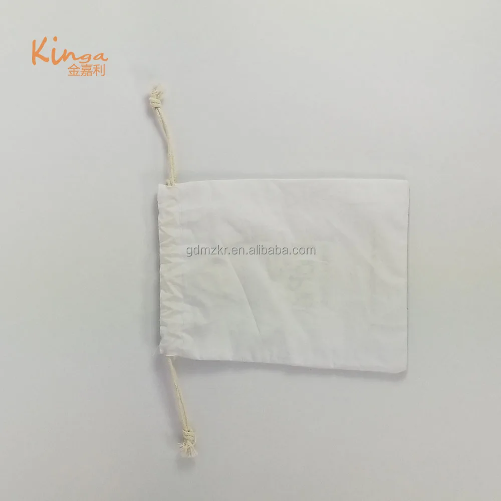 wholesale small plain white cosmetic packing pouch canvas cotton drawstring bag