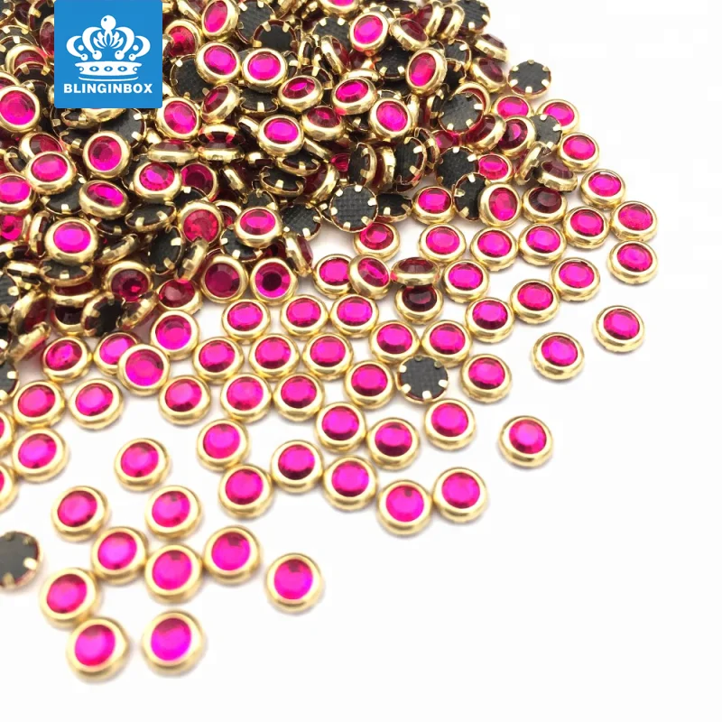 Wholesale various color hotfix rim rhinestone gold metal ring for garment accessories