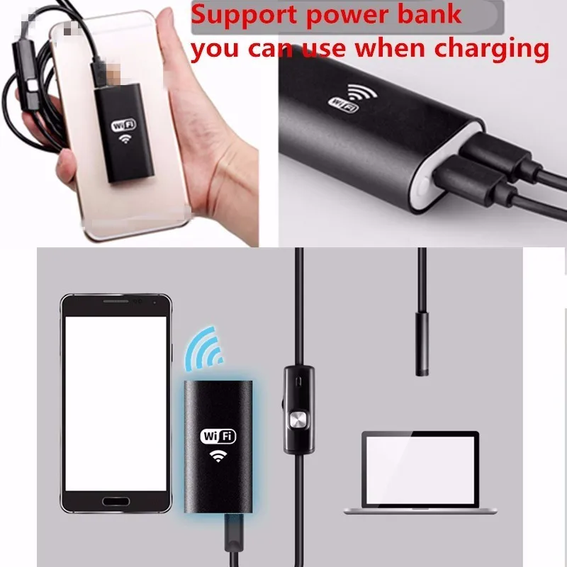 8MM 5m Waterproof 720P HD wifi Endoscope Camera Snake Tube Pipe Borescope