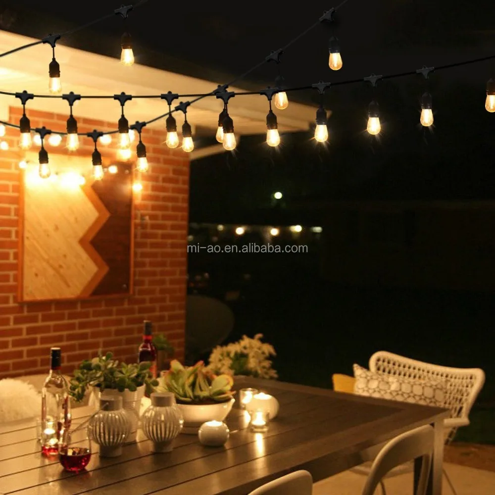 2 core wires Rubber 110V 14.6 meters E27 lamp holder outdoor decoration led festoon string lights