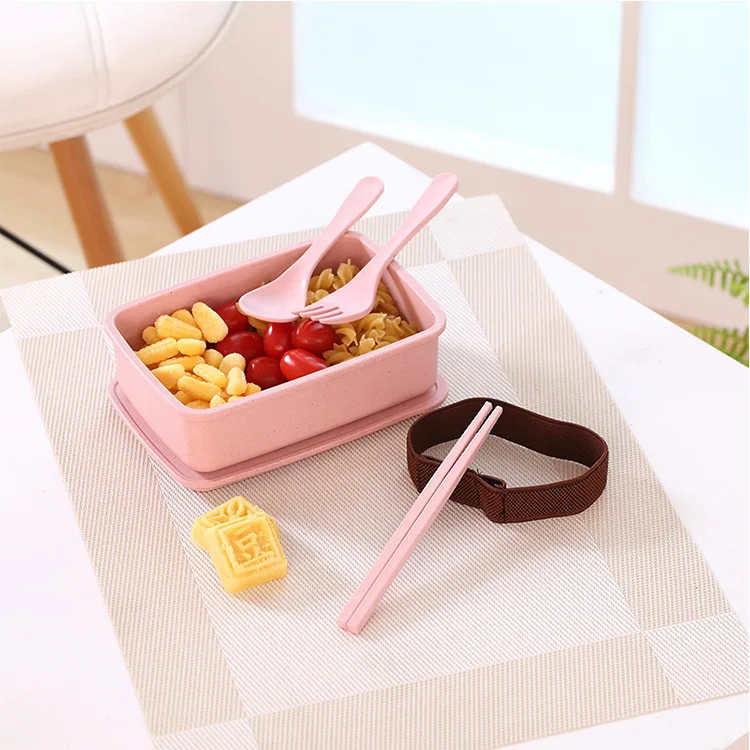 Nature Bamboo Fibre Reusable Degradable Eco Friendly Disposable Food Safety BPA Free Lunch Bento Container Box of Type A