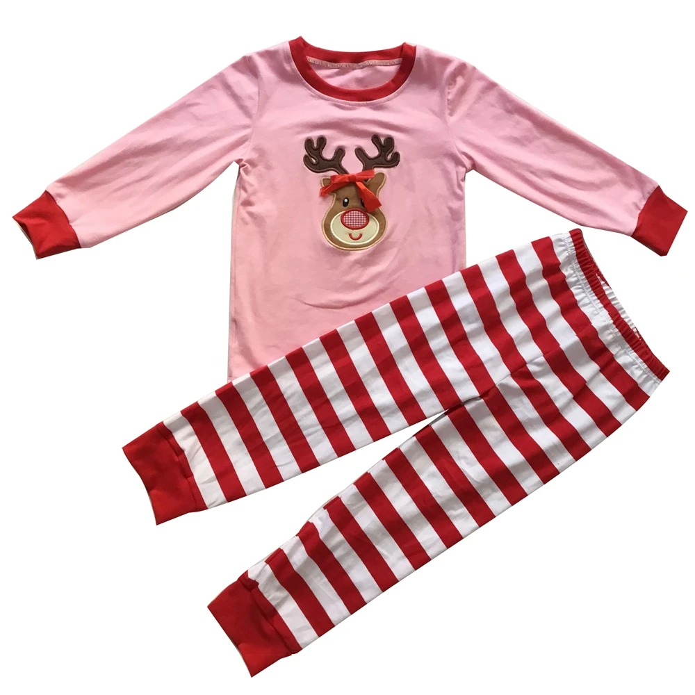 newest design children clothing deer embroidery fall baby boy clothes Christmas boutique outfits