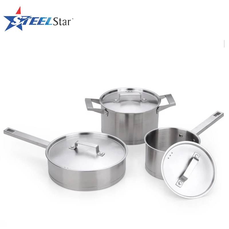 
High quality stainless steel cookware set 4 pcs straight shape cooking pots 