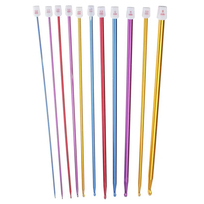 Multicolour Aluminum TUNISIAN / AFGHAN Single Pointed Weave Craft Crochet Hooks Needles