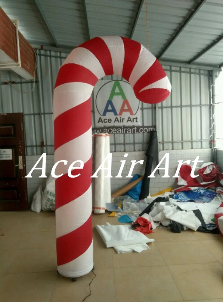 Christmas Advertising Inflatables RGB LED Lighted Base Inflatable Candy Cane for Decorations and Holiday Events
