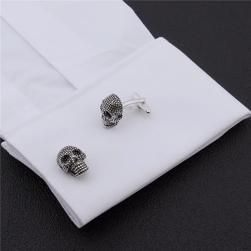 Haosen Wholesale Luxury Novelty Mans Dress Shirt Black Dead Skull Cufflinks  or Tuxedo Studs for Party