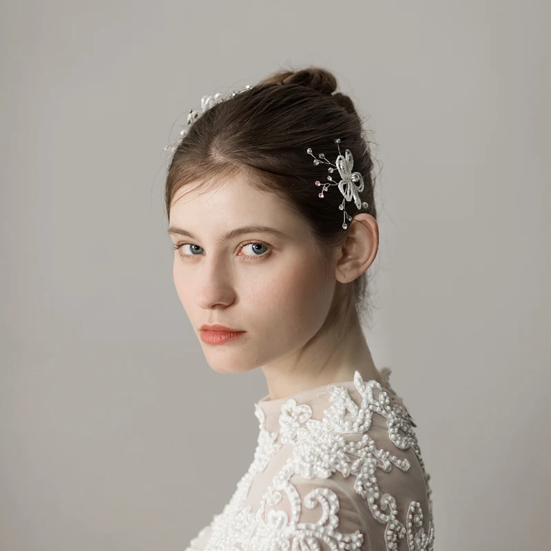 O377 Vintage Handmade Wedding Bridal Hairwear Pearls Crystal Ceramics Beads Bridesmaid Hair Comb Women Birthday Gift Accessories