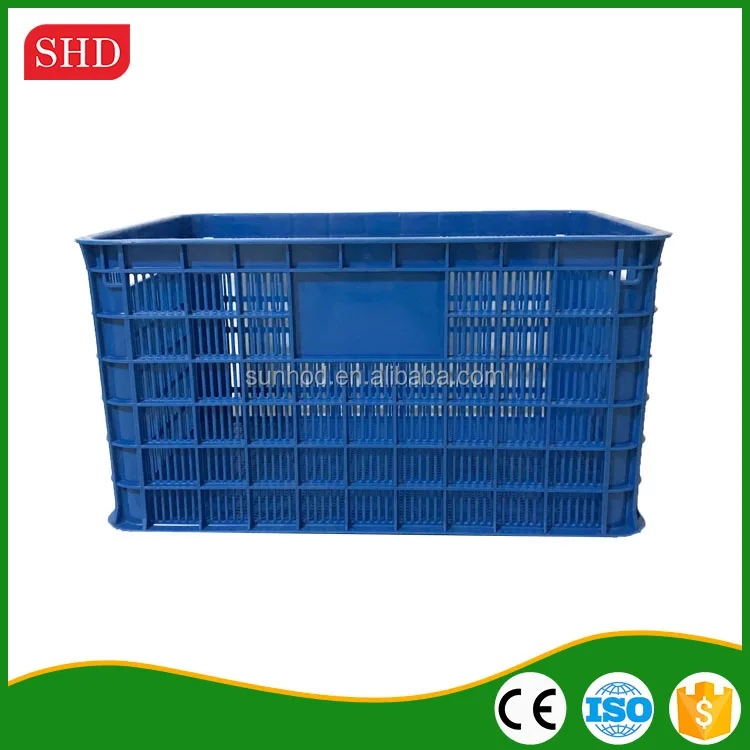 hot sale Plastic mesh crate with lid for seafood lobster crab 65L 60kg load capacity Plastic trays crates and containers