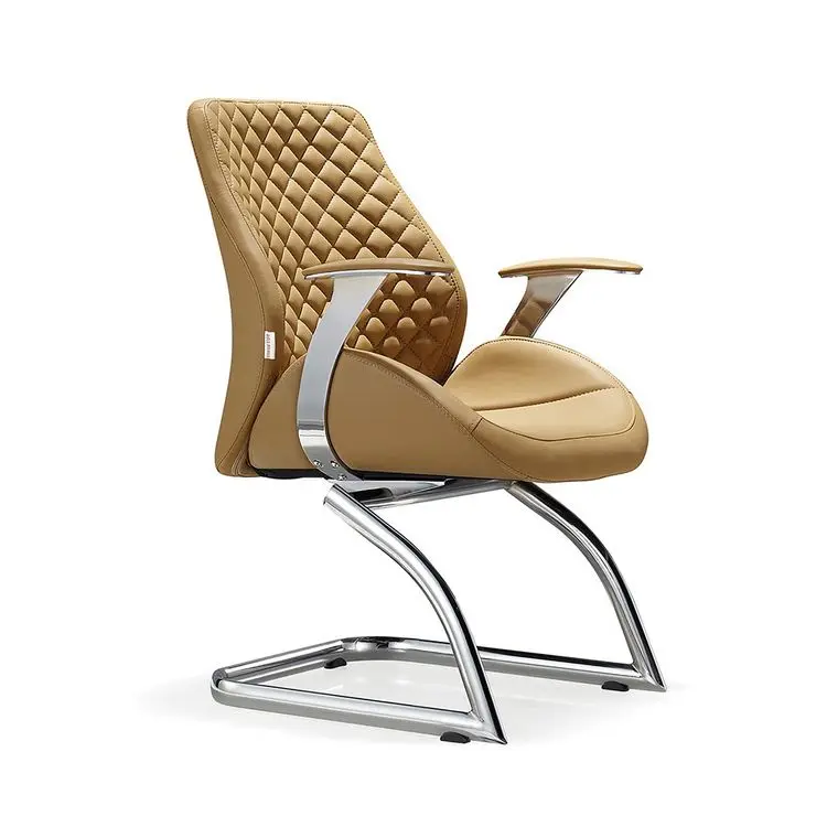 
Hot Sales Middle Back Brown Leather Conference Chair With Adjustable Armrest Office Chairs 