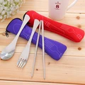 2016 Hot Sale 1 Set Traveling Camping Picnic Dinner Stainless Steel Spoon Fork Chopsticks Spork Cutlery