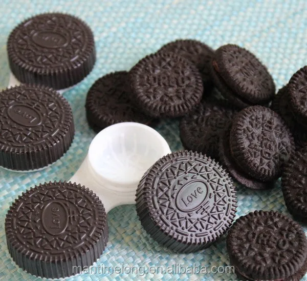 Cute Creative double filled biscuits shaped contact lens case