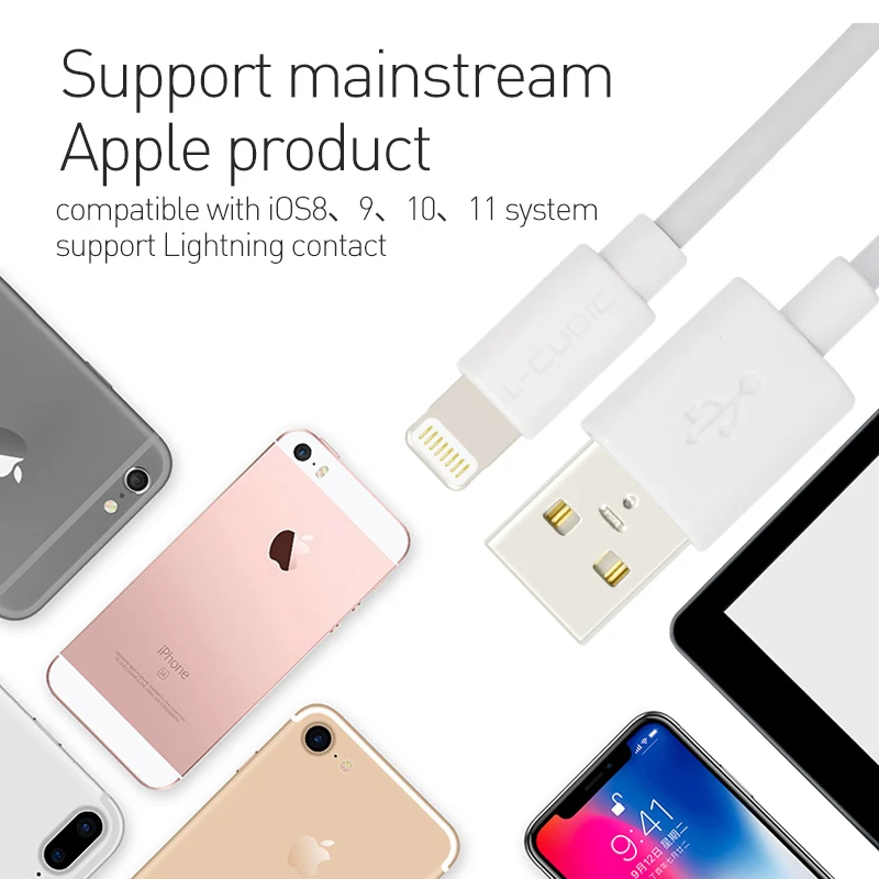
L-CUBIC For iPhone MFi Certified USB Charging Cable Super Speed Mobile Phone USB Data Cable for iPhone iPad Air iPod 