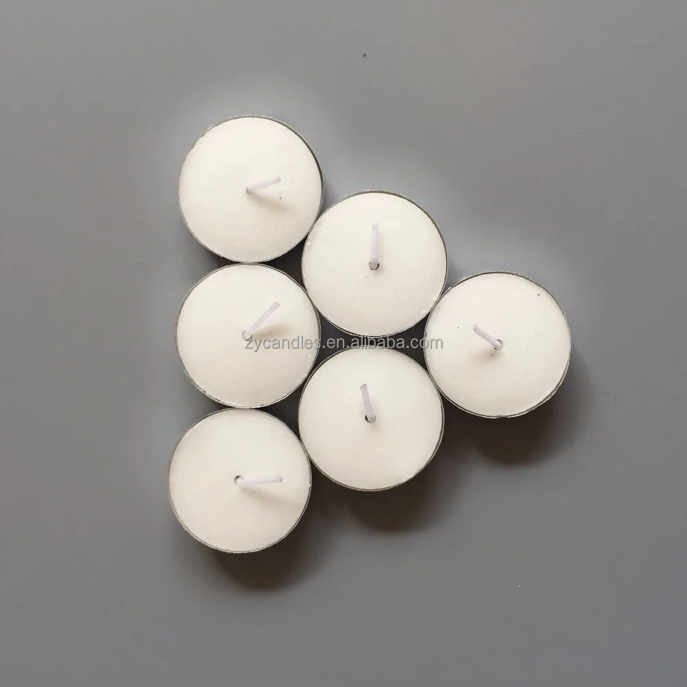 Mini round ivory white tealight candles aluminum cups tealight candle
