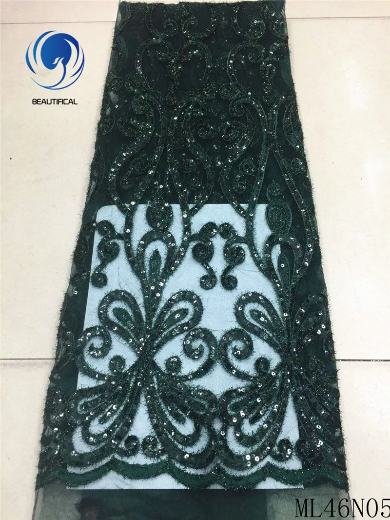 Beautifical gold sequins lace 2019 lace fabrics nigerian dresses french tulle lace 5 yards ML46N05