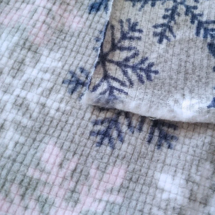 95%polyester 5% spandex printed snow flower premium polar fleece fabric