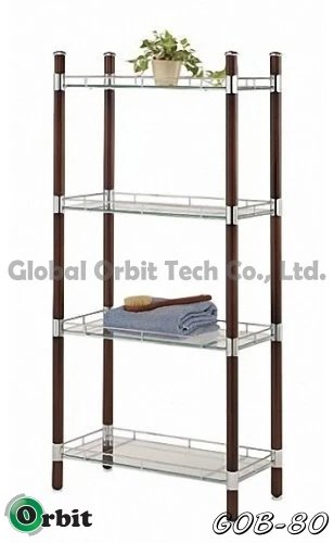 Free Standing Modern Style Corner Bathroom 3-tier Shelves Bath Storage