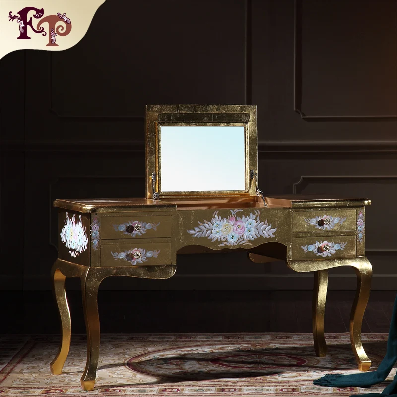 Классическая Итальянская мебель для дома твердого дерева, туалетный столик
