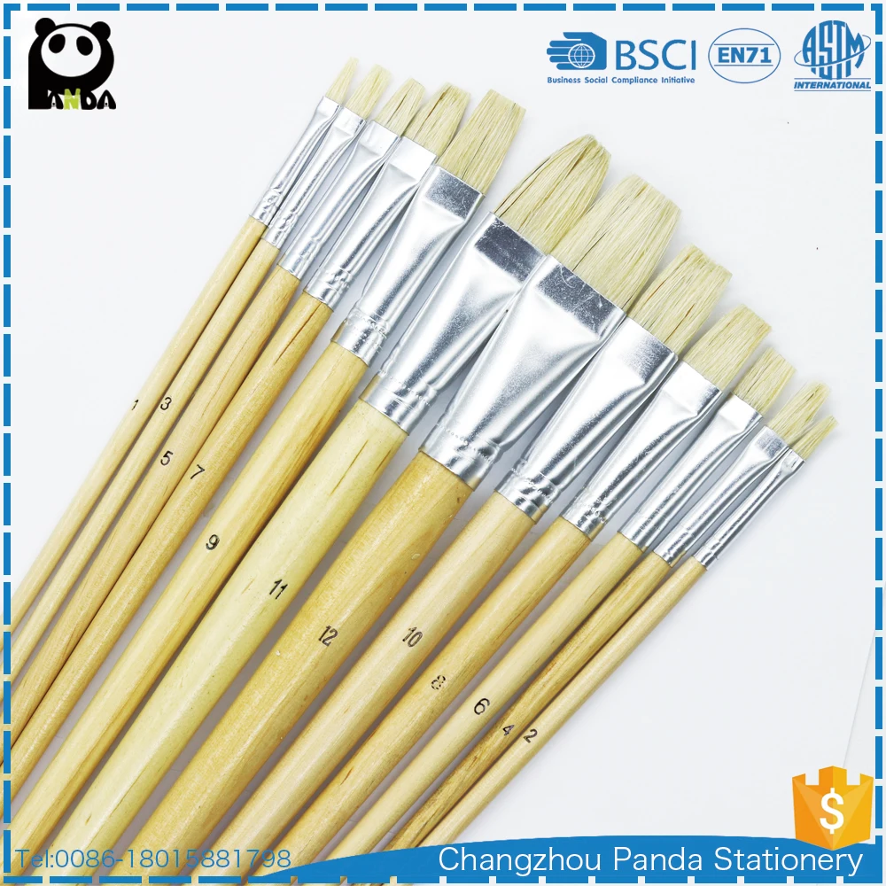 579 Oil And Acrylic Use Educational Hog Bristle Artist Paint Brush Set With Value Pack