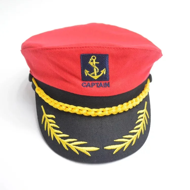 fashion custom captain sailor cap hat with emb and rope