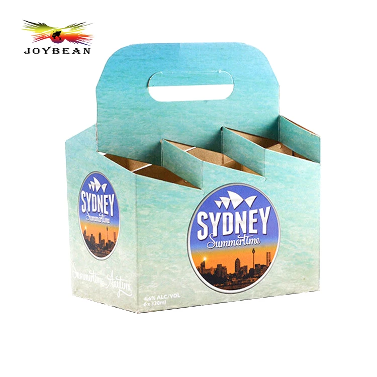 Elegant design 4 pack bottle beer carrier box, kraft 6 bottle beer/wine packing carrier box for gift