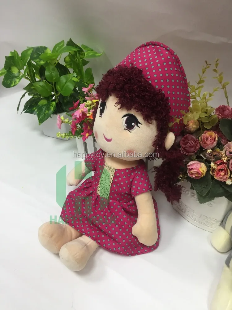 Most popular little girl plush doll stuffed pink cute girl plush toys on hot sale