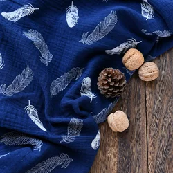 Leaves series easy to sew ultra soft 100% cotton patterned muslin printed fabric for baby