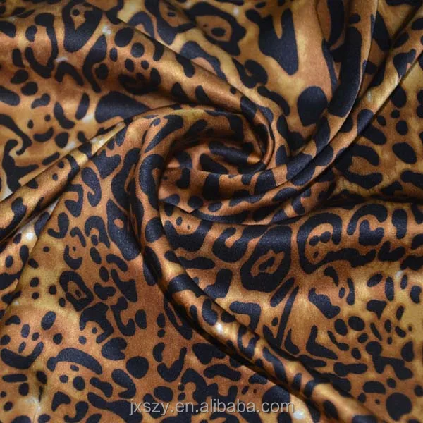 
silk satin leopard printed fabric 