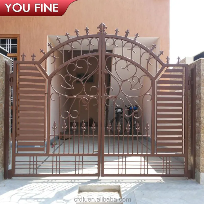 Outdoor Custom Steel Wrought Iron Main Gate Designs for Homes