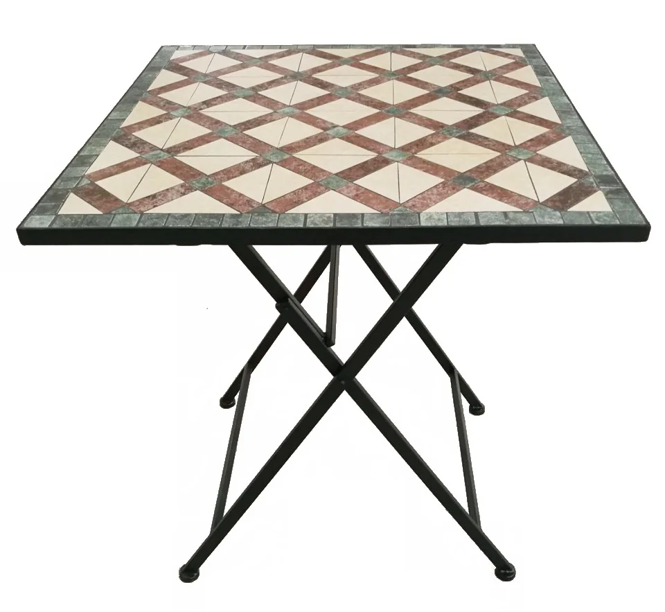 outdoor square mosaic folding Metal Garden Table