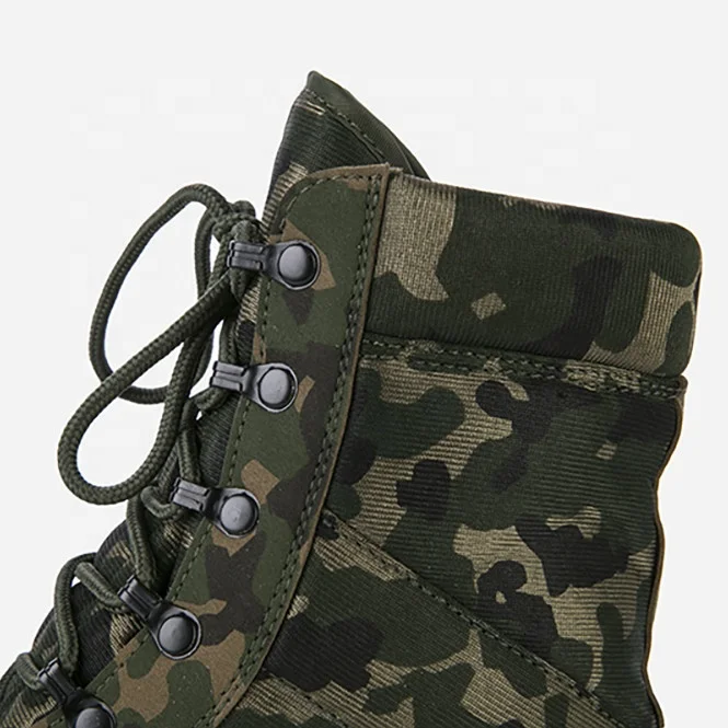 New fashion Round Toe Leather Lace up Combat Military Camouflage Boots For Men