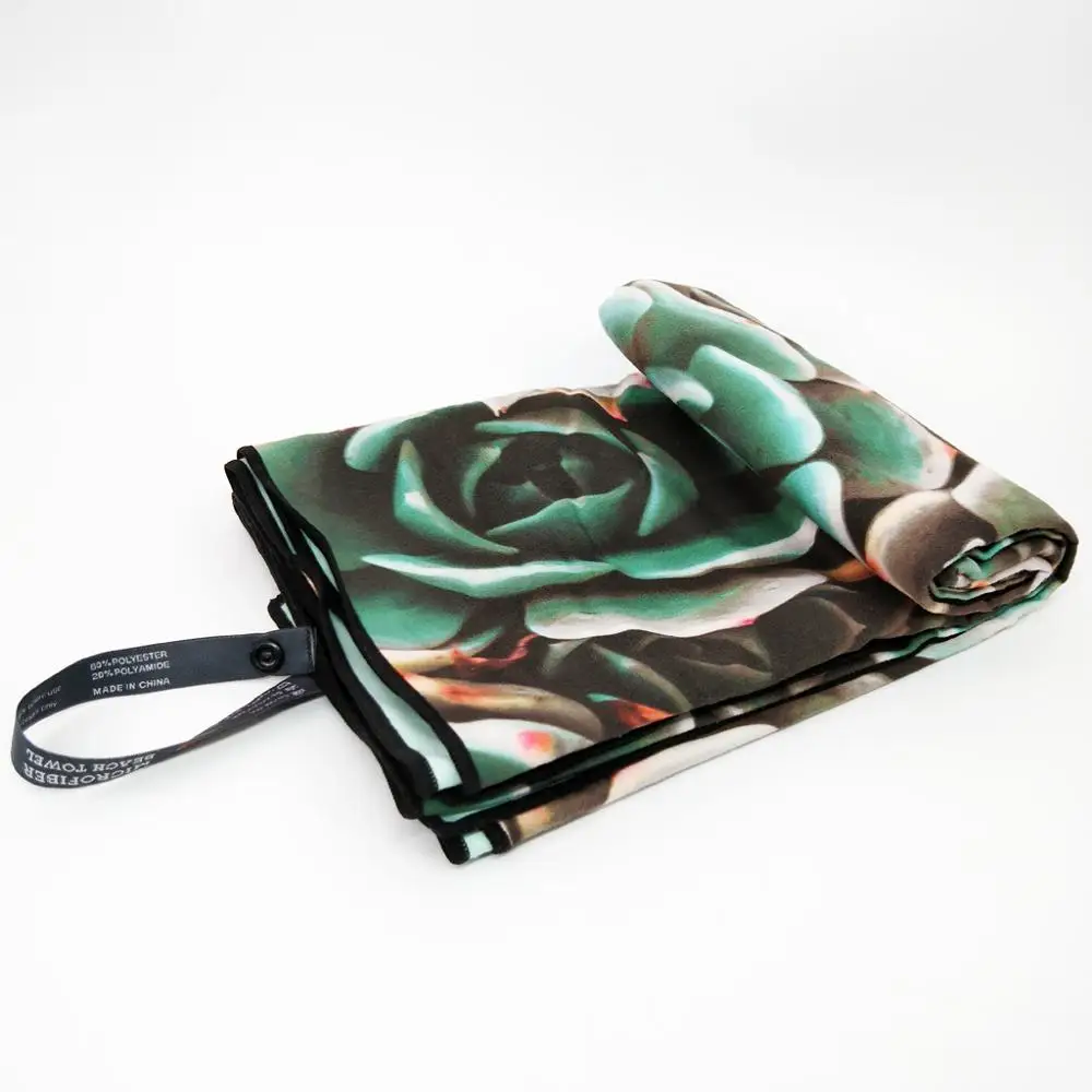 Ecofriendly Recycled Cotton Printed Beach Towel Absorption Custom Microfiber Beach Towel with Logo