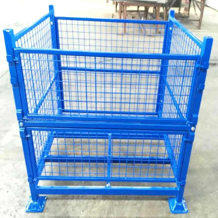 Промышленная Штабелируемая стальная клетка Складная сетчатая коробка для поддонов