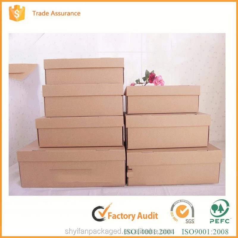 Eco-friendly recyle коричневой крафт-дешевые упаковочные картонные коробки для обуви