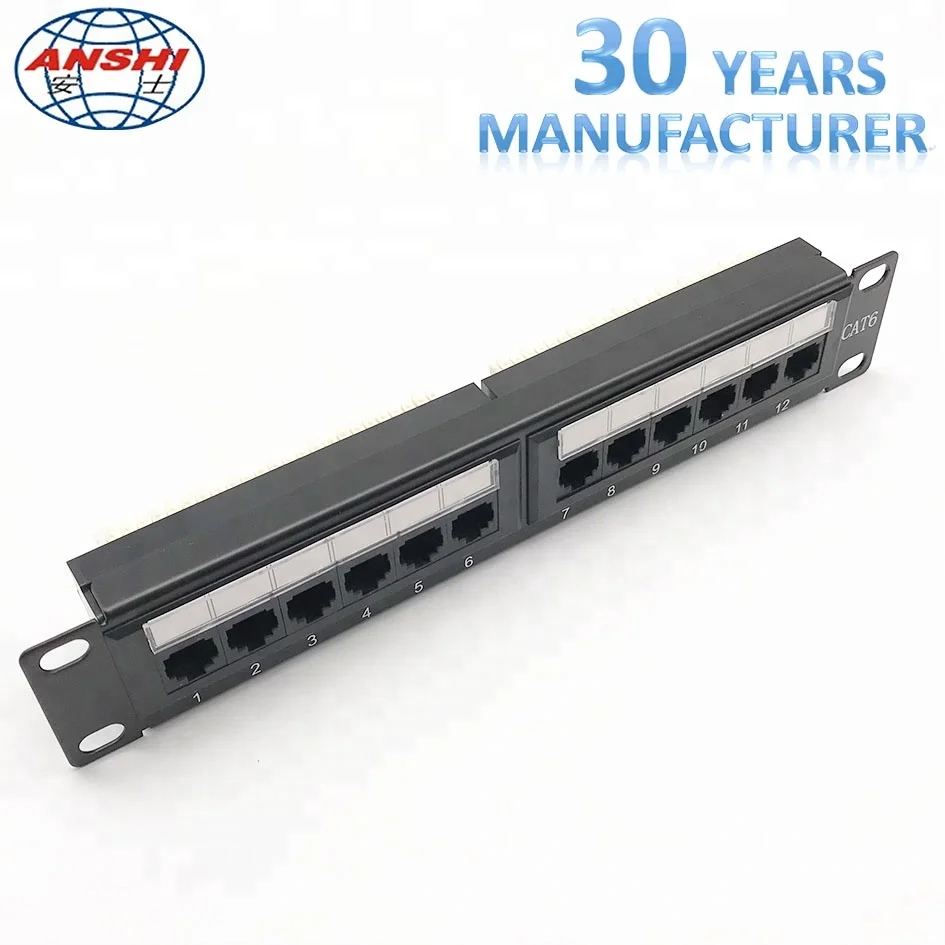  ANSHI CAT6 RJ45 10 дюймов 12 портов 110 idcunэкранированная UTP патч-панель