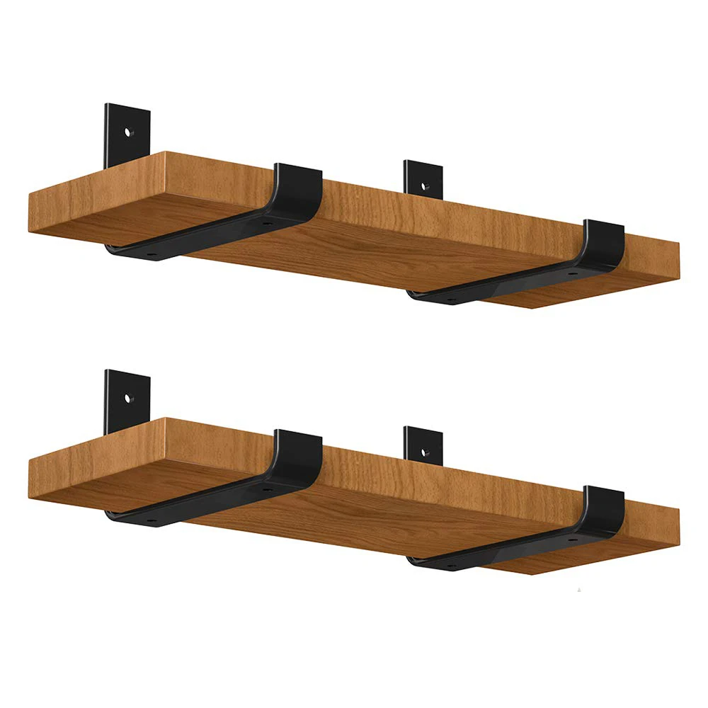 
Custom Size Heavy Duty Shelf Bracket, Rustic Black Wall Bracket for Floating Shelf 