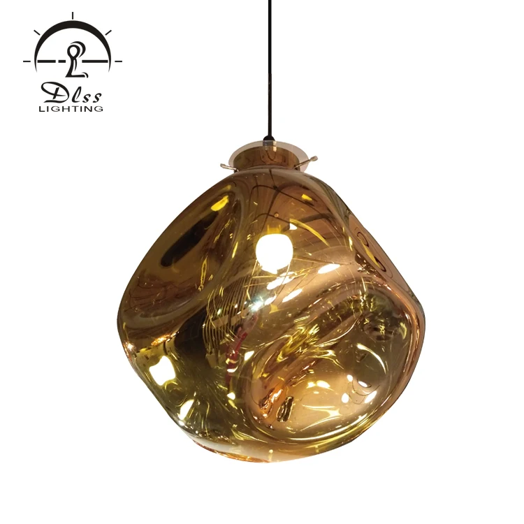 
Fashion Indoor Lighting Suspension Amber Smoky Blue Silver Gold Glass E27 Pendant Lamp 