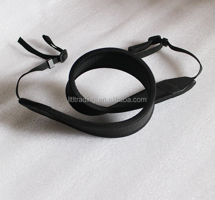 Custom retractable black neoprene single strap camera with printed OEM logo PVC ending neoprene quick release camera strap