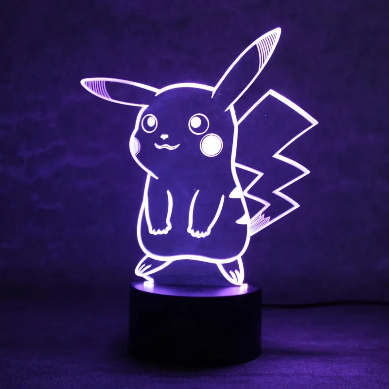 Pokemon Toys EEVEE CHARMANDER SQUIRTLE PIKACHU 3d illusion lamp Color Change
