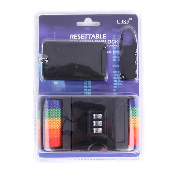 
CH-7182 3 digital combination Padlock ABS name tag luggage strap travel set 