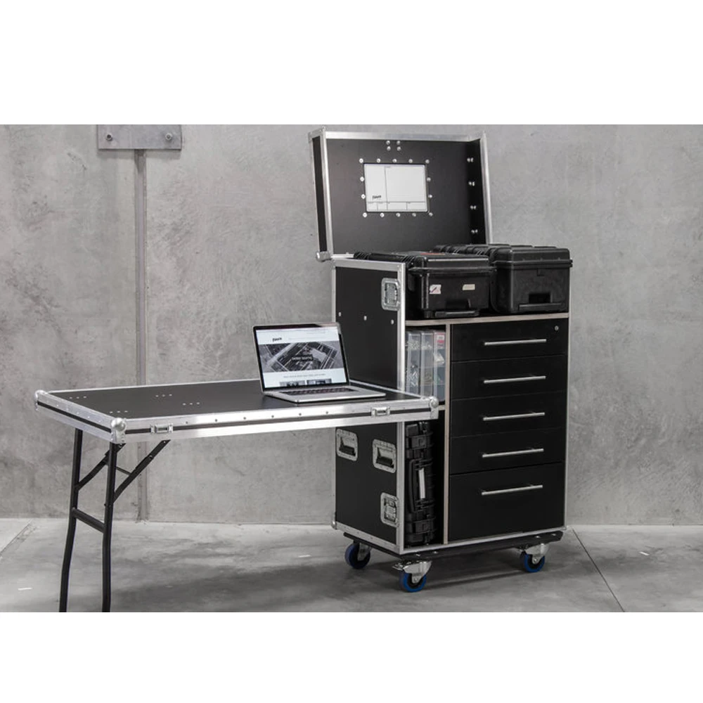 Fiasconite 5 drawers Work Station Flight Road Case with side table