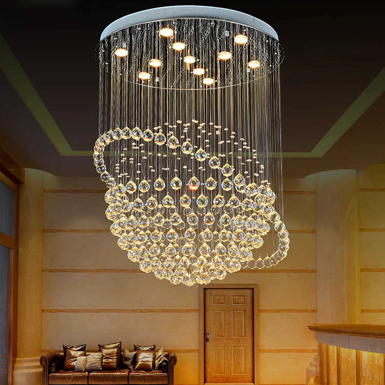 Modern Luxury Clear lustre Rain Chain Drop K9 LED Crystal Chandelier Lighting