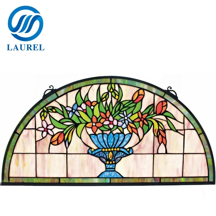 New design beveled half round stained glass panel